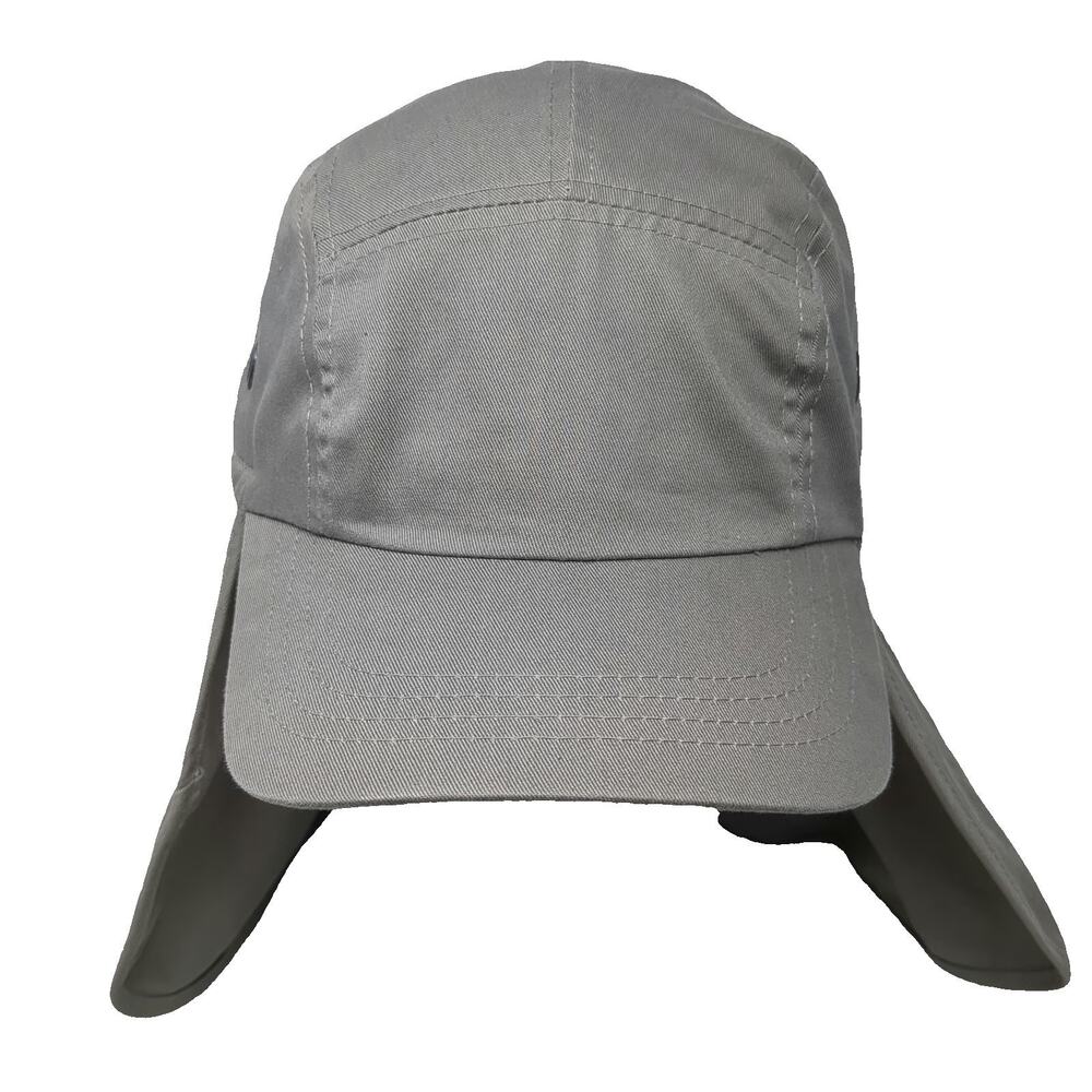 hg 5 Panel Hat Gray One Size Neck Flap Sun Shield Cord Toggle Slideback Outdoor